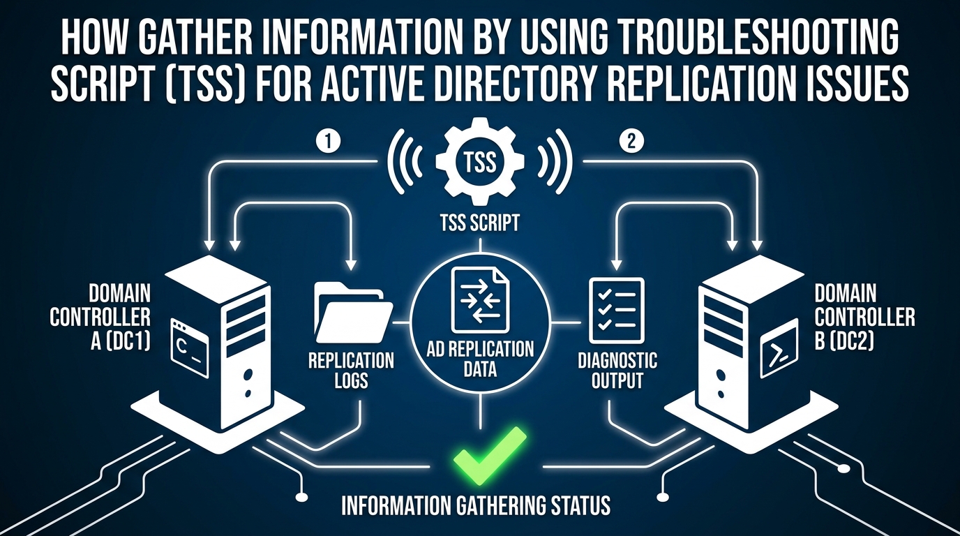 How Gather information by using Troubleshooting Script (TSS) for Active Directory replication issues