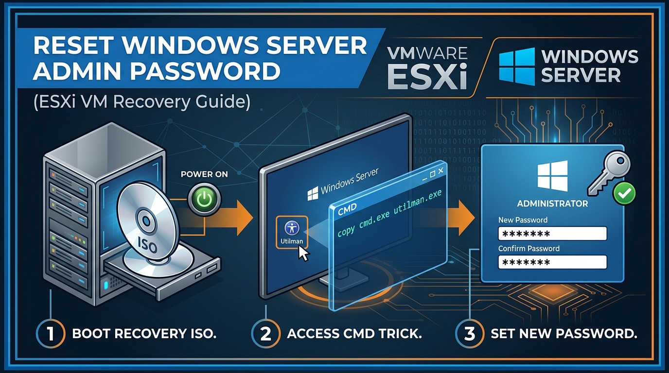How to reset local Administrator password for Windows Server (EXSi VM)