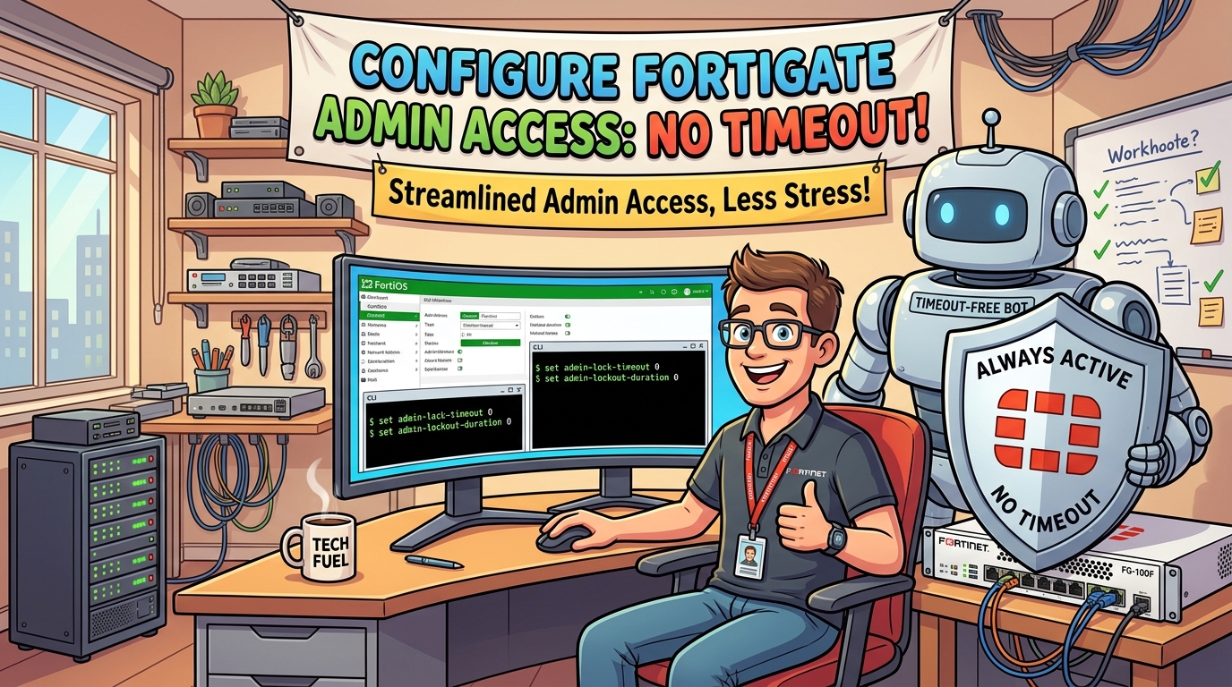 How to configure FortiGate administrative access to never timeout on FortiGate firewall